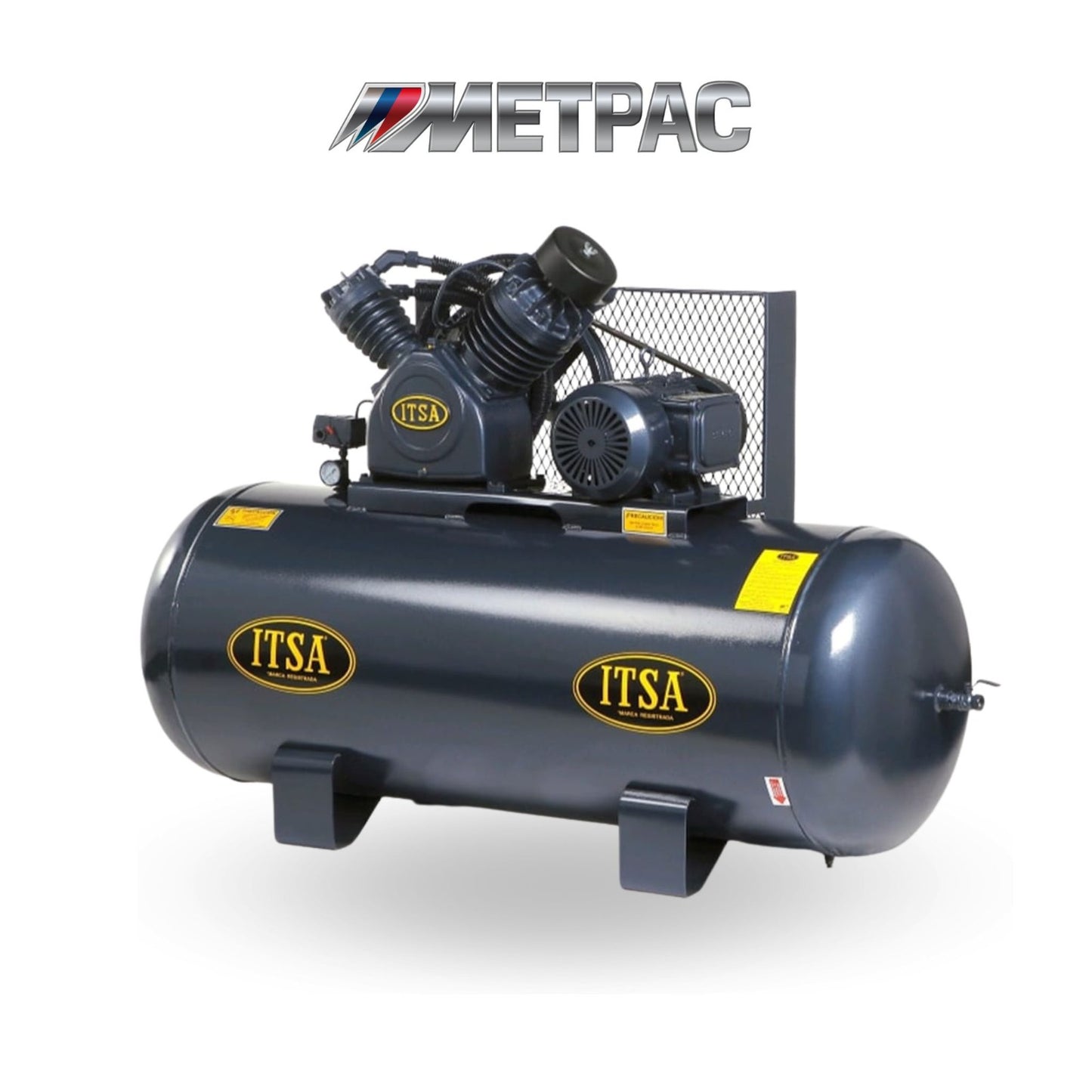 COMPRESOR HORIZONTAL ELECTRICO 220V BIFASICO 5HP 120 GAL. ITSA C/ MANGUERA Y ARRANCADOR