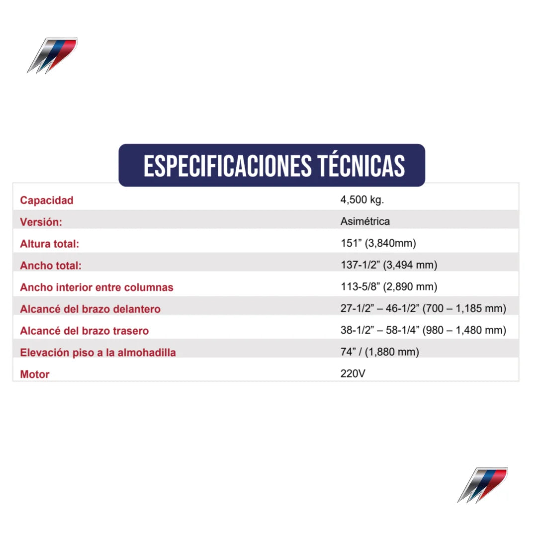 Rampa 2 postes con travesaño us-10ac gris 10,000 lbs