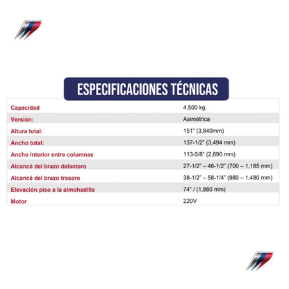 Rampa 2 postes con travesaño us-10ac gris 10,000 lbs
